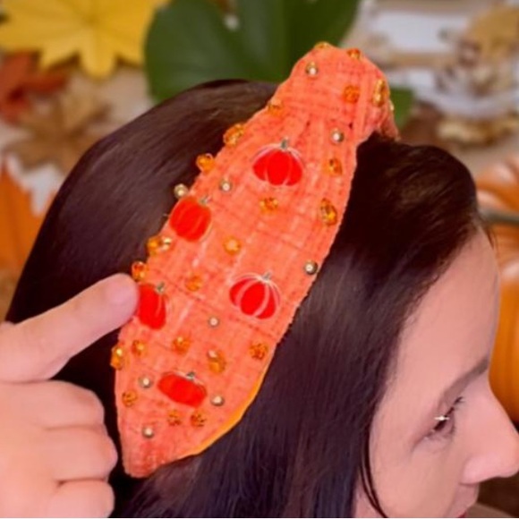 Pumpkin Headbands Embellished With Enameled Pumpkin & Crystals NEW - Picture 4 of 14